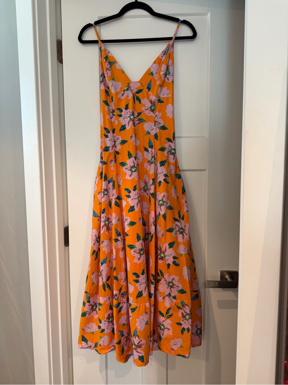 Yellow Floral Midi Dress with Pink Blossoms Free People - Picture 4 of 6
